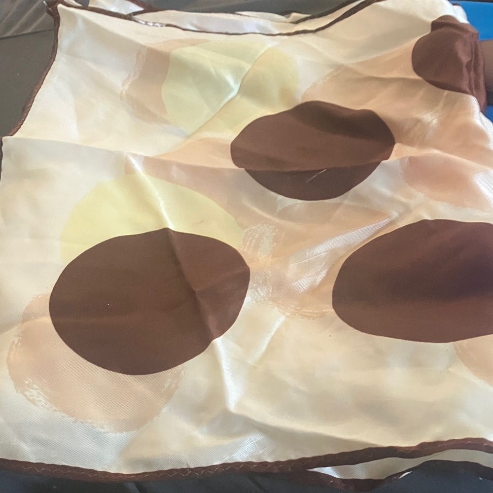FINAL MARKDOWN Brown and Cream Polka Dot Scarf